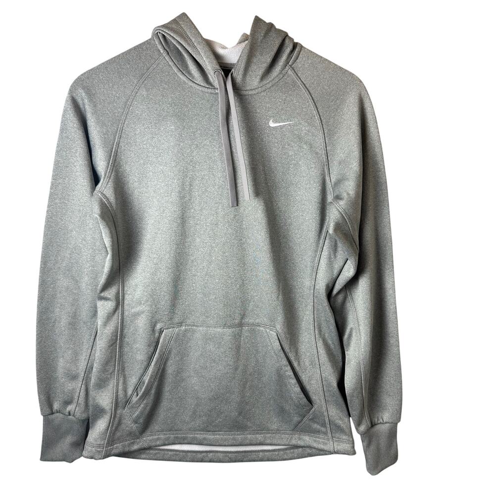 Nike Thermafit Hoodie Sweatshirt Women’s Gray Swoosh Athletic Activewear Running